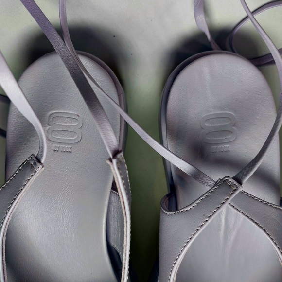 8 by YOOX lilac leather flatform ankle-wrap thong sandals, EU40, NWT - Picture 7 of 11